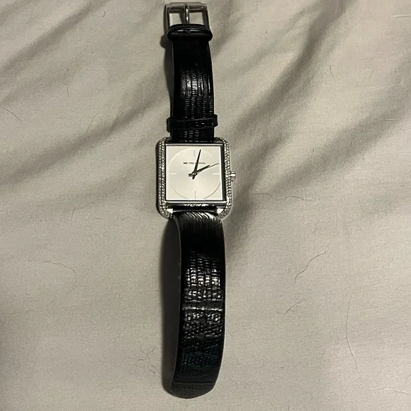 Michael Kors Silver and Black Square Watch Michael Kors Diamond Crocodile Cuff Bracelet Watch main image 4